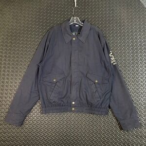 Vintage‎ Sperry Top-Sider Full Zip Jacket Mens L Navy Blue Collared Bomber Style